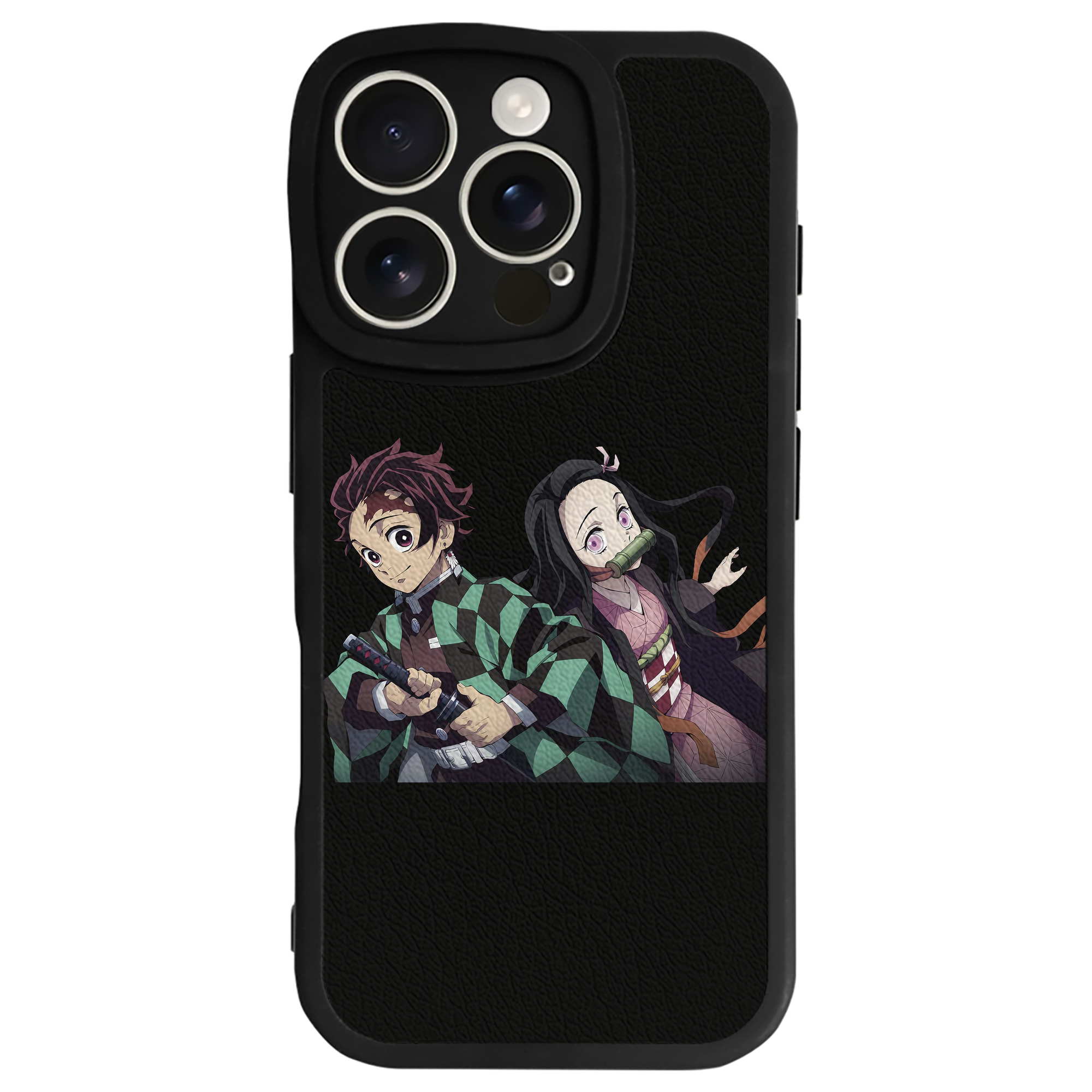 （画像用） 鬼滅の刃（きめつのやいば）竈門 禰󠄀豆子／かまど ねずこ Kamado Nezuko 【iPhone 16シリーズ対応】シリコンスマホケース（レザー調） 材質：シリコン